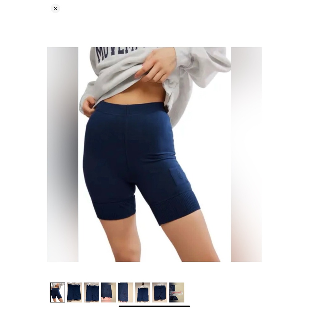 Free People Movement Victory Stretch Knit High Waisted 6" Bike Shorts Small Navy